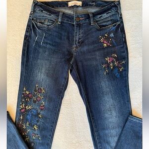 Sundance Magnolia Embroidered Floral Jeans Sz 27 Boho Straight Leg